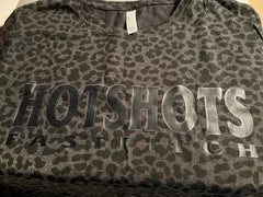 HOTSHOTS MUTED BLACK LEOPARD ADULT AND LADIES FIT SHORT SLEEVE TEE