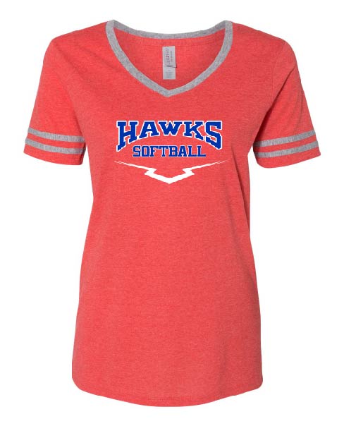 HAWKS SOFTBALL - JERZEES - Women's Varsity Triblend V-Neck T-Shirt - 602WVR