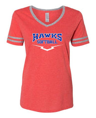 HAWKS SOFTBALL - JERZEES - Women's Varsity Triblend V-Neck T-Shirt - 602WVR