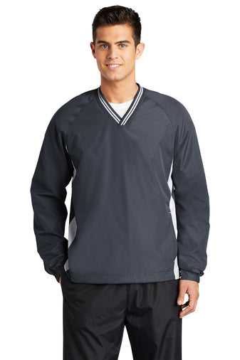 PICK YOUR TEAM - FLASH SALE - PRINTED LEFT CHEST LOGO Sport-Tek® Tipped V-Neck Raglan Wind Shirt