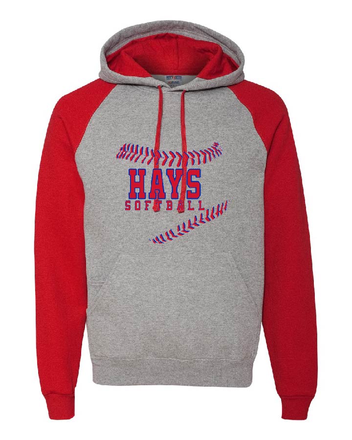HAYS SOFTBALL - JERZEES - Nublend® Colorblocked Raglan Hooded Sweatshirt - 96CR