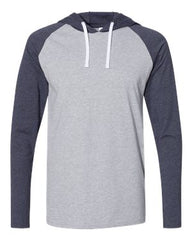 LAT Apparel 6917 - Men's Hooded Raglan Long Sleeve Fine Jersey Tee