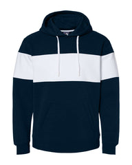 PICK TEAM - 4 COLORS TO CHOOSE FROM - J. America - Varsity Fleece Colorblocked Hooded Sweatshirt - 8644