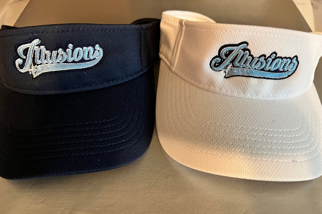 ILLUSIONS GOLD LOGO - NAVY AND WHITE MESH VISORS