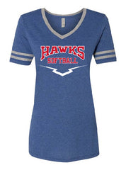 HAWKS SOFTBALL - JERZEES - Women's Varsity Triblend V-Neck T-Shirt - 602WVR