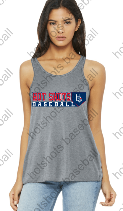 HOT SHOTS BASEBALL HOME PLATE LOGO - Ladies Bella Flowy Racerback Tank - 8800