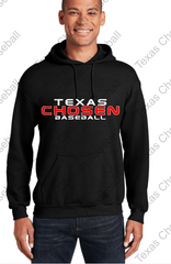 TEXAS CHOSEN BASEBALL -YOUTH and ADULT GILDAN HOODIE - TEXAS CHOSEN BB LOGO