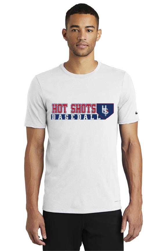 HOT SHOTS BASEBALL Home Plate LOGO Nike Dri-FIT Cotton/Poly Tee - NKBQ5231