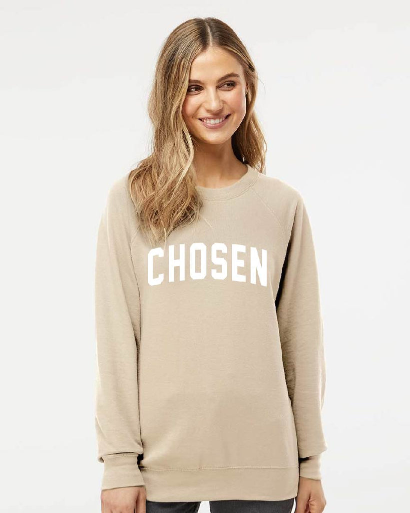 TEXAS CHOSEN BASEBALL- UNISEX/ADULT SAND COLOR Independent Trading Co. - Icon Unisex Lightweight Loopback Terry Crewneck Sweatshirt - SS1000C