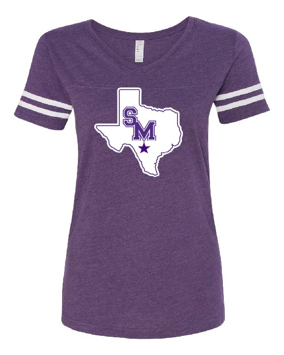 SAN MARCOS RATTLERS - LADIES - LAT - Women's Football V-Neck Fine Jersey Tee - 3537