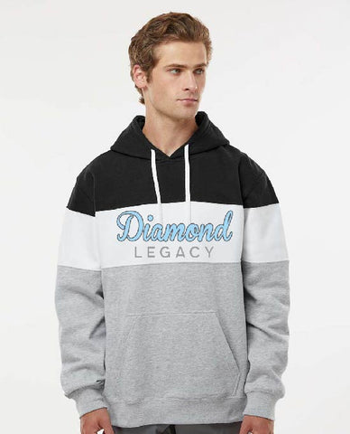 DIAMOND LEGACY- J. America - Varsity Fleece Colorblocked Hooded Sweatshirt - 8644
