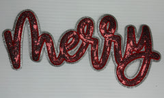 Vibrant Red Merry Sequin Patch
