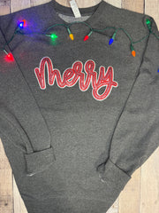 Vibrant Red Merry Sequin Patch