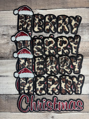 Merry Christmas Faux Leopard and Sequin Patch