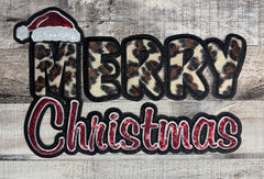 Merry Christmas Faux Leopard and Sequin Patch