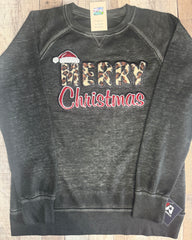 Merry Christmas Faux Leopard and Sequin Patch