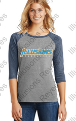 ILLUSIONS - District Made® Ladies Perfect Tri® 3/4-Sleeve Raglan. DM136L