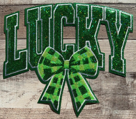 LUCKY SEQUIN PATCH WITH BOW