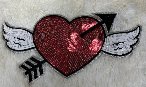 Cupid Arrow Heart Sequin Valentines Day Sequin Patch