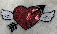 Cupid Arrow Heart Sequin Valentines Day Sequin Patch