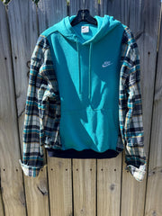 Upcycled Nike Eddie Bauer Flannel Hoodie Adult Small