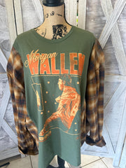 Morgan Wallen Upcycled T-Shirt and Pearl Snap Carhartt Flannel Long Sleeve
