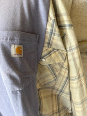 Carhartt Upcycled Pocket Tee and Retro Wrangler Pearl Snap Long Sleeve Western Upcycle