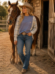 Carhartt Upcycled Pocket Tee and Retro Wrangler Pearl Snap Long Sleeve Western Upcycle
