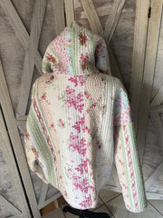 New Pastel Floral Quilt Hoodie with or without no Pocket  100 Percent Cotton.