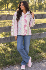 New Pastel Floral Quilt Hoodie with or without no Pocket  100 Percent Cotton.