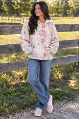 New Pastel Floral Quilt Hoodie with or without no Pocket  100 Percent Cotton.