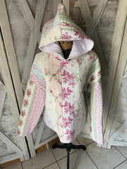 New Pastel Floral Quilt Hoodie with or without no Pocket  100 Percent Cotton.
