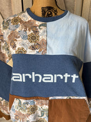 Carhartt Upcycled Crewneck Sweatshirt Paisley Park Upcycle Carhartt Sweatshirt with Coordinating Pocket