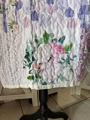 Upcycled Floral Quilt Looking Blanket Sweatshirt  with Matching Hoodie with Sweatshirt Pocket Open Cuff and Waistband