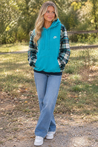 Upcycled Nike Eddie Bauer Flannel Hoodie Adult Small