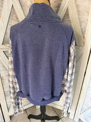 Carhartt Heather Navy 1/2 Zip Pullover Sweatshirt with Genuine Carhartt Label and Coordinating Flannel Long Sleeves with front Pocket