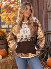 Autumn Barn Upcycled  Blanket Sweatshirt Hoodie with Pocket, Waistband and Cuffs Upcycled Hoodie