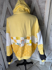 Carhartt Happy Days Handmade Quilt Upcycle Carhartt Upcycled Hoodie Yellow Quilt and Coordinating Material