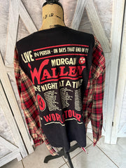 Morgan Wallen Upcycled Liscensed Reworked Concert T-Shirt and Flannel Long Sleeve Back Graphic