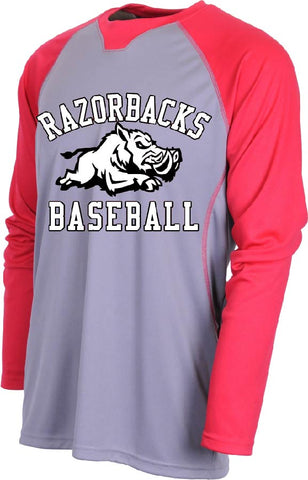 RAZORBACKS- XT127 Men's Xtreme-Tek Baseball Shirt