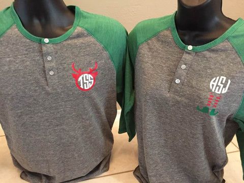 Monogrammed Alternative - Eco-Jersey™ Three-Quarter Sleeve Raglan Henley - 1989
