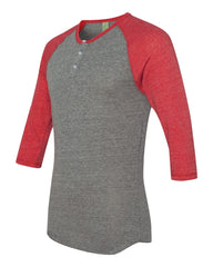 Monogrammed Alternative - Eco-Jersey™ Three-Quarter Sleeve Raglan Henley - 1989