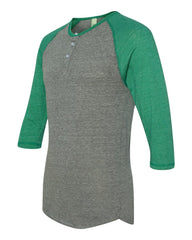 Monogrammed Alternative - Eco-Jersey™ Three-Quarter Sleeve Raglan Henley - 1989