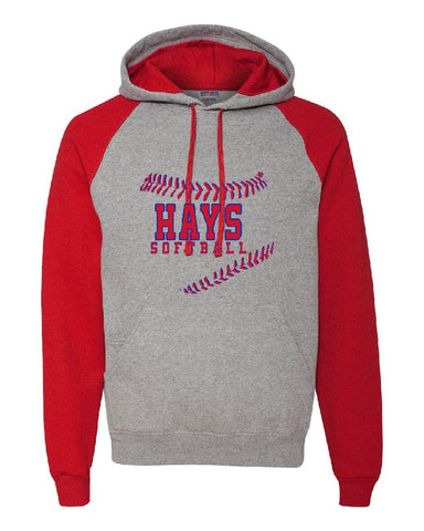 HAYS SOFTBALL - JERZEES - Nublend® Colorblocked Raglan Hooded Sweatshirt - 96CR