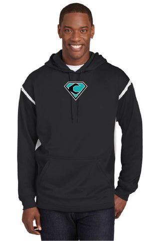 CREW BASEBALL - EMBROIDERED CENTER LOGO ADULT F246 Sport-Tek® Tech Fleece Colorblock Hooded Sweatshirt
