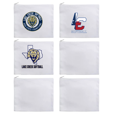 LAKE CREEK SOFTBALL Navy Canvas Cosmetic/ Pencil Bag 9-1/2 x 8 Inches  Zipper Pouch