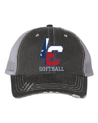 LAKE CREEK SOFTBALL  - LADIES Vintage Unstructured Trucker Cap - GREY OR WHITE