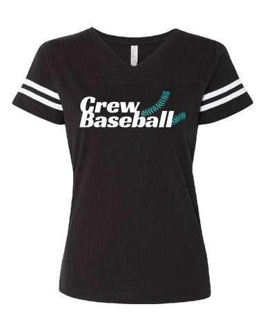 CREW BASEBALL -  LADIES -  LAT - Women's Football V-Neck Fine Jersey Tee - 3537