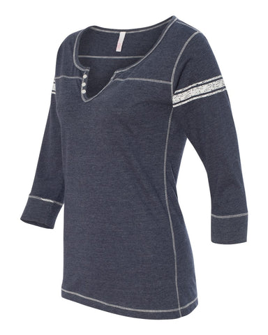 BLACK FRIDAY ILLUSIONS MV Sport - Women's Hailey Henley Three-Quarter Sleeve Shirt - W1454