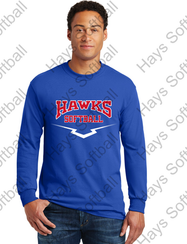 HAWKS SOFTBALL - HAYS HIGH SCHOOL SOFTBALL Adult - Heavy Cotton Long Sleeve T-Shirt